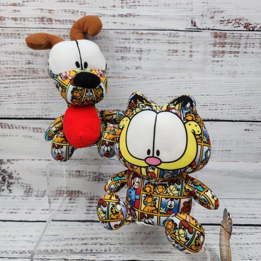 Garfield & Odie And Friends Plush Sticker Bomb Comic Strip Set of 2 New 7”